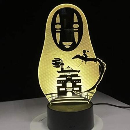 Miyazaki Hayao Anime Spirited Away No Face Man Actionfigurer Dekorativ Dukke Barn Leke Acryl 3D LED Lampe 7 Farger Nattelys