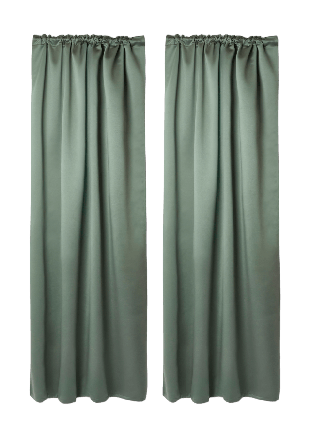 Åhléns Home Rumsförmörkande gardin SATIN 135x300 cm, 2-pack Gardiner Grön ONESIZE
