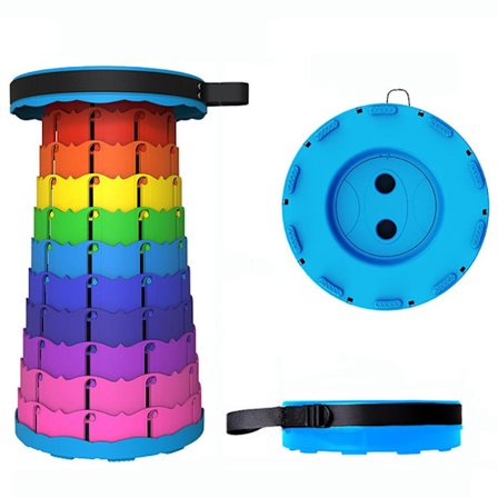 Teleskopisk campingpall Plast Regnbågsfällbar pall Lätt justerbar fiskestol för vandring Strandbadrum