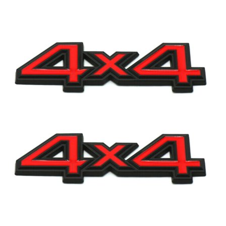 2 stk metall svart rød 4WD 4x4 bil bakluke emblem
