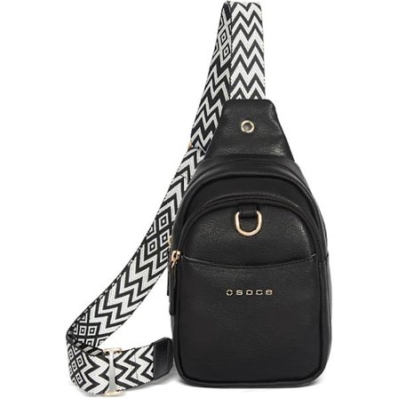 Axelremsväska för Kvinnor PU Slingväska Liten Axelväska Bröstväska Plånböcker med Justerbar Gitarrrem Telefonkabelhål Midjeväska Cross Body Väskor