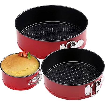 3-delt Non-stick Kakeformsett med Løs Bunn (4"-7"-9") Rød