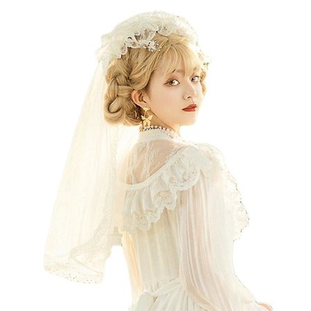 Kaunis hääverho musta valkoinen Lolita-verho morsiamen päähine häihin(Valkoinen)