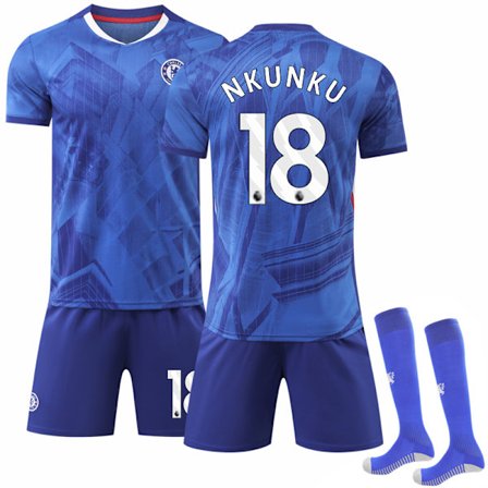 25-26 Chelsea Hjemme Barn Voksen Fotballdrakt med Sokker No.18 Nkunku