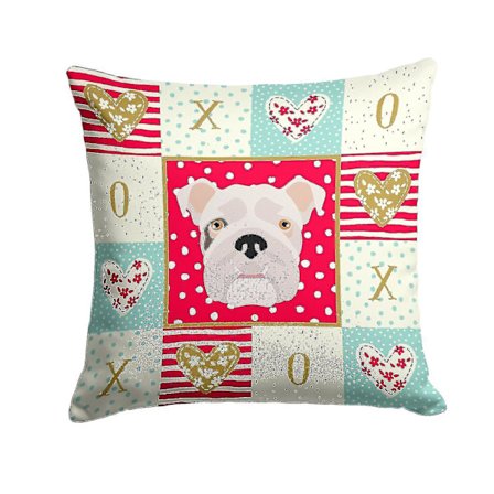 Carolines Treasures Ck5197pw1414 Engelsk Bulldog Kärleksdekorativ prydnadskudde