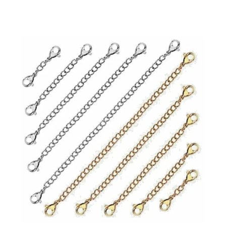 Silver & Guld Dubbel Hummerlås på Kedjeförlängare Halsband Armband