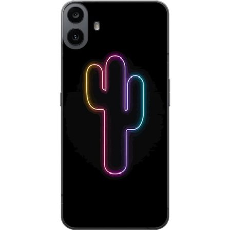 Kompatibelt Mobilskal till Nothing Nothing CMF Phone 1 Neonillustration av kaktus i rosa och blått ljus mot mörk bakgrund