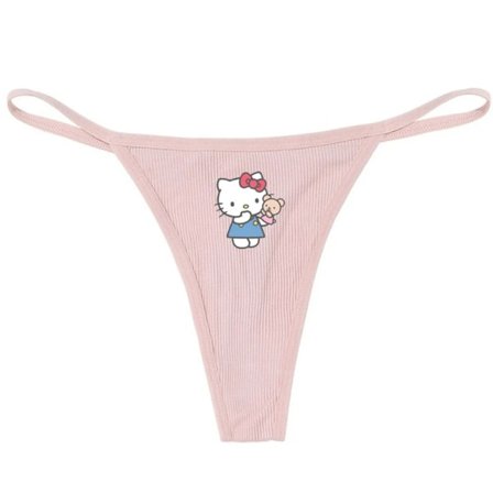 Hellokitty Ren Bomuld Tynd Strop Sexet G-streng Lav Talje Sømløs Anime Tegneserie Kuromi Undertøj til Kvinder Simple Ribstrikkede T-bukser