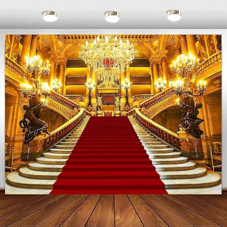 Rød Løber Palads Baggrund til Fotografering Kongeligt Gyldent Slot Smuk Europæisk Hal Fest Baggrund Vinyl Rød Scene Baggrunde til Prom Bryllup 