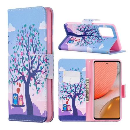 Wonderland Samsung Galaxy A72 5G Flip etui - Owls On The Tree Multicolor