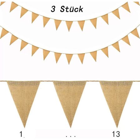 3pcs Banner Pennant, Hemp Rope Triangle Decoration Flags Set 13x17cm