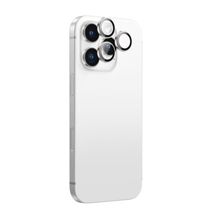 AmazingThing AR Aluminum 3 Lens Glass med kameralinseramme til iPhone 16 Pro / 16 Pro Max - Sølv