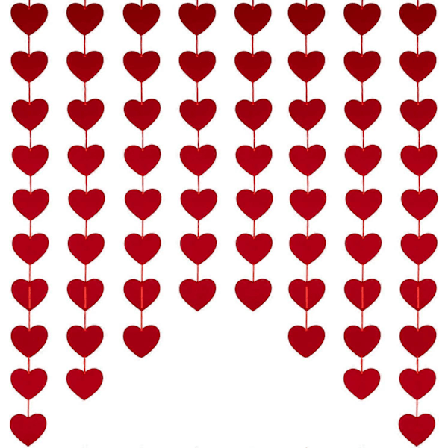 PIAO Valentinsdag Dekorationer - 80 stk Røde Filt Garland Hængende Snore Hjerter - INGEN DIY - Valentinsdag Dekoration til Hjem Kontor Bryllup 