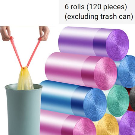 6 Rullar 120 stycken (Flerfärgade, 45*50CM) [Extra Tjocka][Läckagesäkra] Sopsäckar Papperskorgspåsar för Hemmakontor Papperskorg, Sopsäckar, Avfall