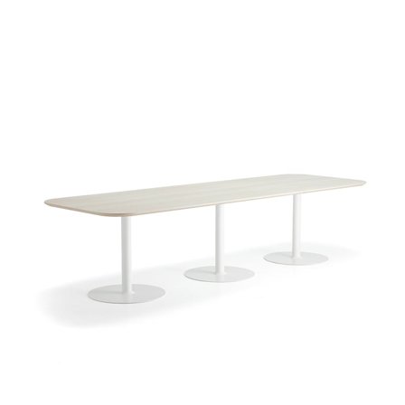 Table METRIC, rounded corners, 3000x1000x720 mm, white/ash