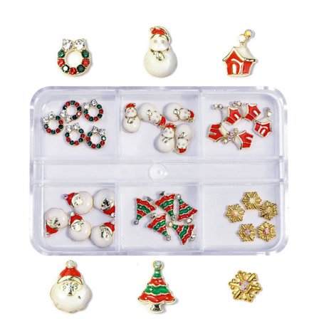 Christmas Nail Charms Nail Art Legering Rhinestones Tillbehör Julserie Blandad Nail Art Dekor för DIY Nails Ornament