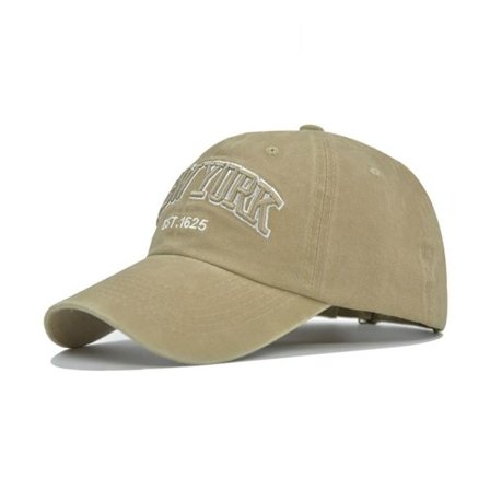 New York Broderi Baseball Kepsar Distressed Faded Cap KHAKI