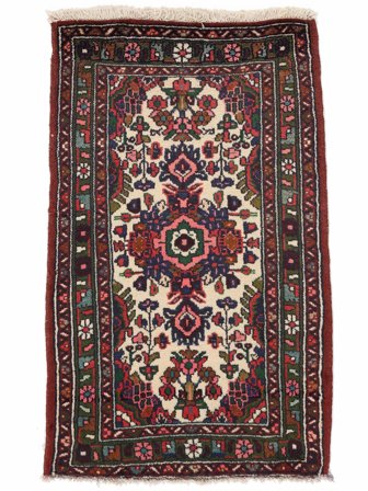 Orientalischer Hamadan Teppich 64X98 Schwarz/Dunkelrot Wolle, Persien/Iran