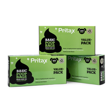 Pritax - Bæsjeposer Value Pack Basic 400stk, 34x23cm, Svart - Hund - ZOO.no