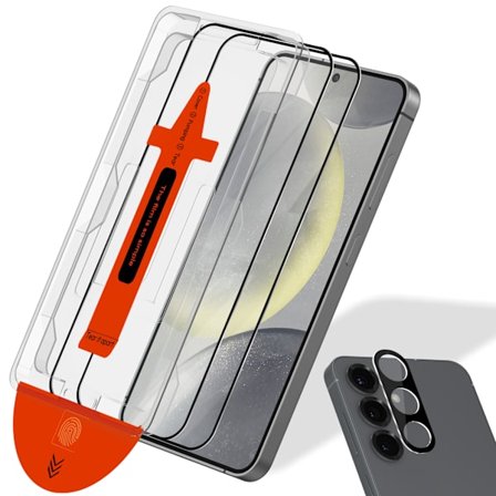 2-Pak Samsung Galaxy S24 Skærmbeskytter & 1-Pak Kameralinsebeskytter - Hærdet Glas | [Automatisk Installation] - Boblefri