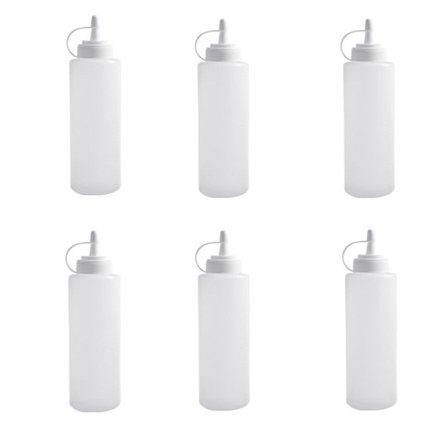 Sovseflasker - Sovsebeholdere - Sæt med 6 300 ml sovseflasker - Gennemsigtige plastik squeeze-flasker - Til maling, bagning, ketchup