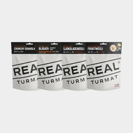 Confezione grande cibo liofilizzato / cibo da campeggio Real Turmat Pacchetto colazione, 4-pack, 1310 grammi