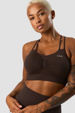 ICANIWILL - Define Seamless Scrunch Sports Bra Dark Brown - Dames - sportkleding van ICIW