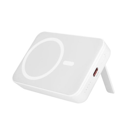 Ekstern Batteri - BWOO - 10000mAh - USB-C 20W - MagSafe - Fleksibel Støtte Hvid