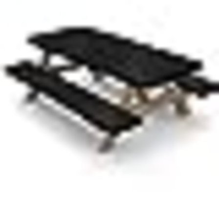 3-delad picknickbord och bänk monterad bordsduk svart