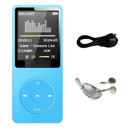 MP3-soitin USB-latauksella, tallennus, digitaalinen näyttö, media, kannettava, juoksu, kävely, musiikkitoisto, sininen (sininen)