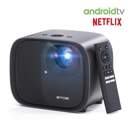 Projektori ETOE E3 Pro Android TV:llä - 600 ANSI - 1080P Natiivi - 4K Dekoodaus - Automaattinen Tarkennus ja Trapetsoidin Korjaus