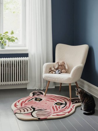 Me Tiger Kindervloerkleed Ø 100 Klein Roze Dier Wol