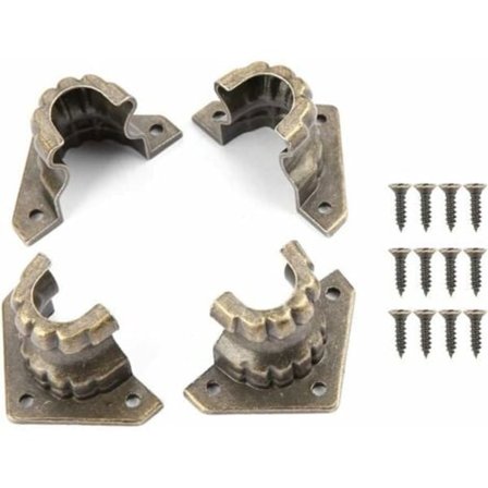 TS-Beskyttelsesfod til Æsker, 4 Stk. Antikke Smykkeskrin Trææske Dekorative Fødder Ben Hjørnebeskytter til Møbelskab