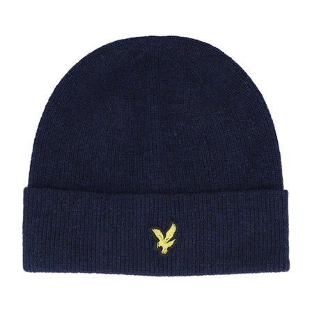 Lyle & Scott - Ble cuff Beanie - Lambswool Blend Ribbed Beanie Dark Navy Marl Cuff @ Hatstore