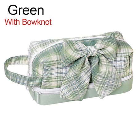 Stationery Opbevaringspose Stationery Organizer GRØN MED BOWKNOT