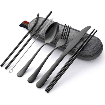 8-delad campingbestickset, bestickset i rostfritt stål, resebestick