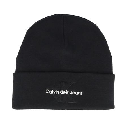 Calvin Klein - Svart cuff Lue - Mono Logo Embro Beanie Black Cuff @ Hatstore