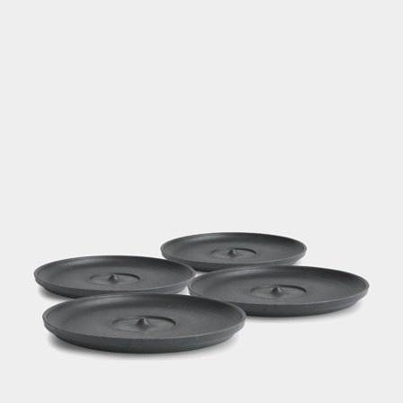 Pires para chávena de café HuskeeCup Classic Saucer Charcoal, casca de café reciclada, preto, Ø127 mm, 4-pack