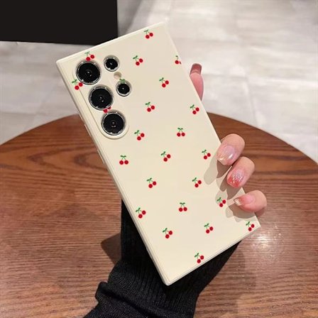 Til Samsung Galaxy A16 5G 4G Telefon Cover Rødt Kirsebærmønster Trykning Lige Kant TPU Telefon Bagside Cover - B