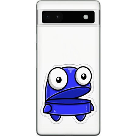 Kompatibel Mobilcover til Google Google Pixel 6a Blå tegneseriefigur med åbent udtryk og store øjne i sjov illustration