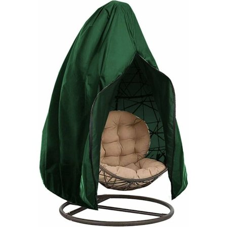 TRIP Hängande Äggstolsskydd med Dragkedja, Vattentät Anti-Damm - Trädgårdsmöbelskydd - för Utomhus Wicker Gungstol (190cmx115cm,Grön)