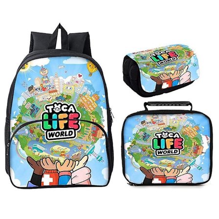 Toca Life World Toca Life World 3-piece Round Pocket School Bag Lunch Bag Pencil Case