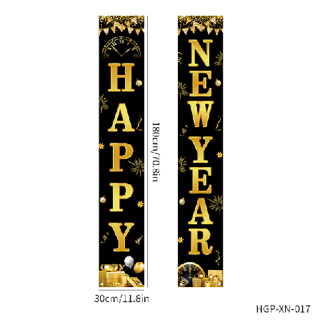 Happy New Year Dörrbanderoll Jubileums Veranda Skyltar Välkommen Hängande Banderoll för Bröllop Nyårsfest Dekorationer
