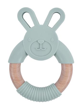 Rabbit Touch Ring In Silic Lfgb, Wood Toys Baby Toys Teething Toys Grön Magni Toys