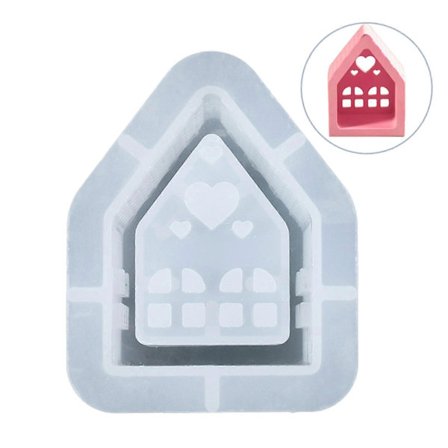 Silikoneform til DIY Lysestage Genanvendelige Hus Gipsforme til DIY Håndværk_jar