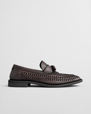 GANT - Lozham flettede loafers i skinn til herre til dame dark brown