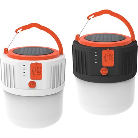 2 LED-solcellslyktor för utomhusbruk, laddningsbara via USB-kabel, vattentäta