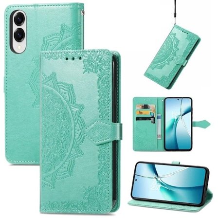Samsung Galaxy S25 Edge lommebokveske Mandala Flower Leather Phone Deksel Stand - Grønn