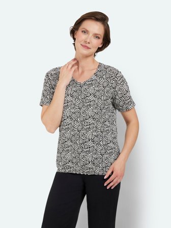 BRANDTEX - Kortærmet T-shirt - Sort Mix - Elastik i Taljen