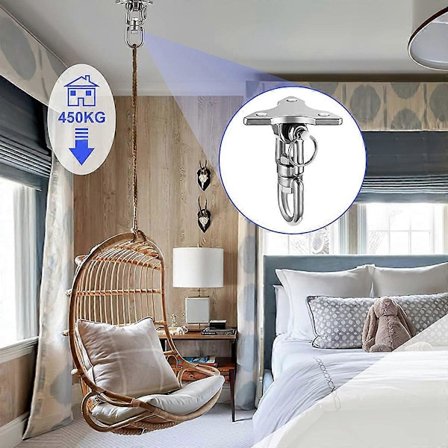 Loftkrog til hængestol, kraftig loftbeslag gyngkrog gynger op til 450 KG loftkrog Han